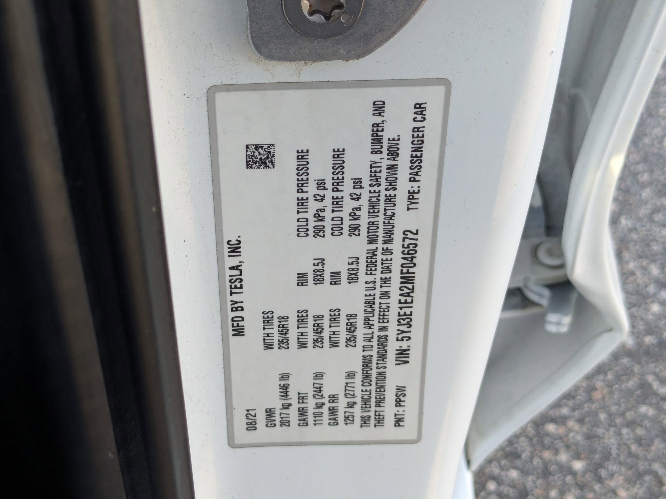 2021 Tesla Model 3 Standard Range Plus