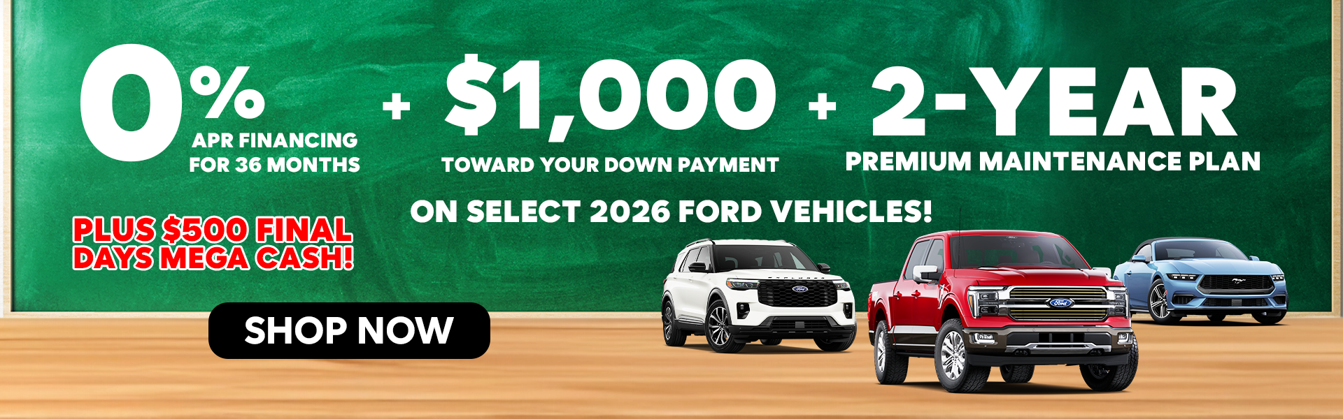 0% APR Financing for 36 Months + $1,000 Toward Down Payment 